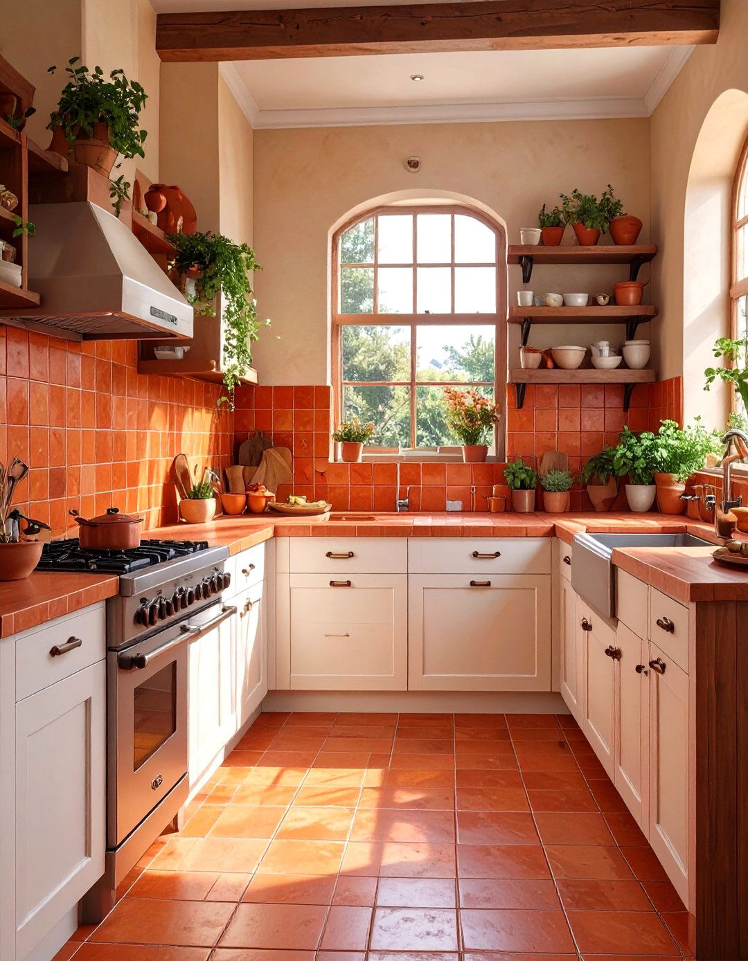 Warm Toned Terracotta Kitchen Backsplash - 30 backsplash ideas for white kitchen