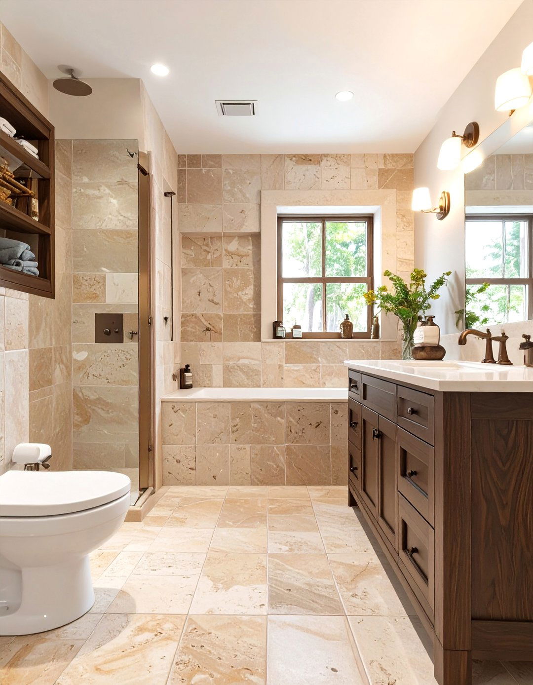Warm Travertine Tile Bathroom Flooring - 30 bathroom flooring ideas