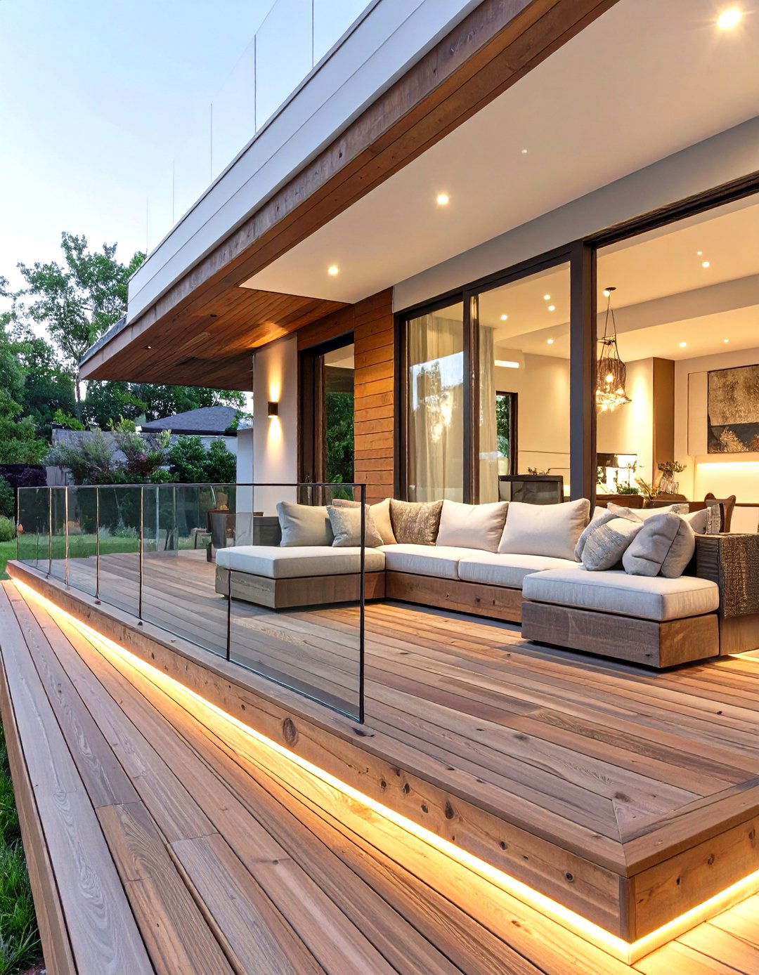 Warm Wood and Glass Porch Design - 30 modern front porch ideas