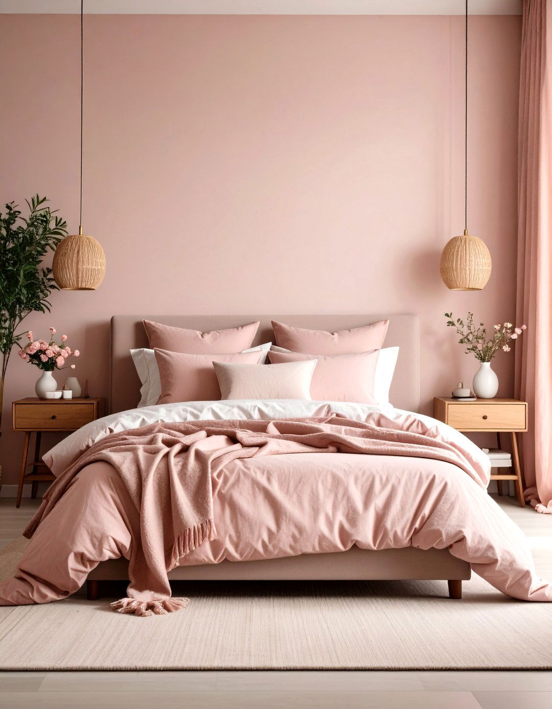Washed Linen in Rose Tones - 30 pink bedroom ideas for adults