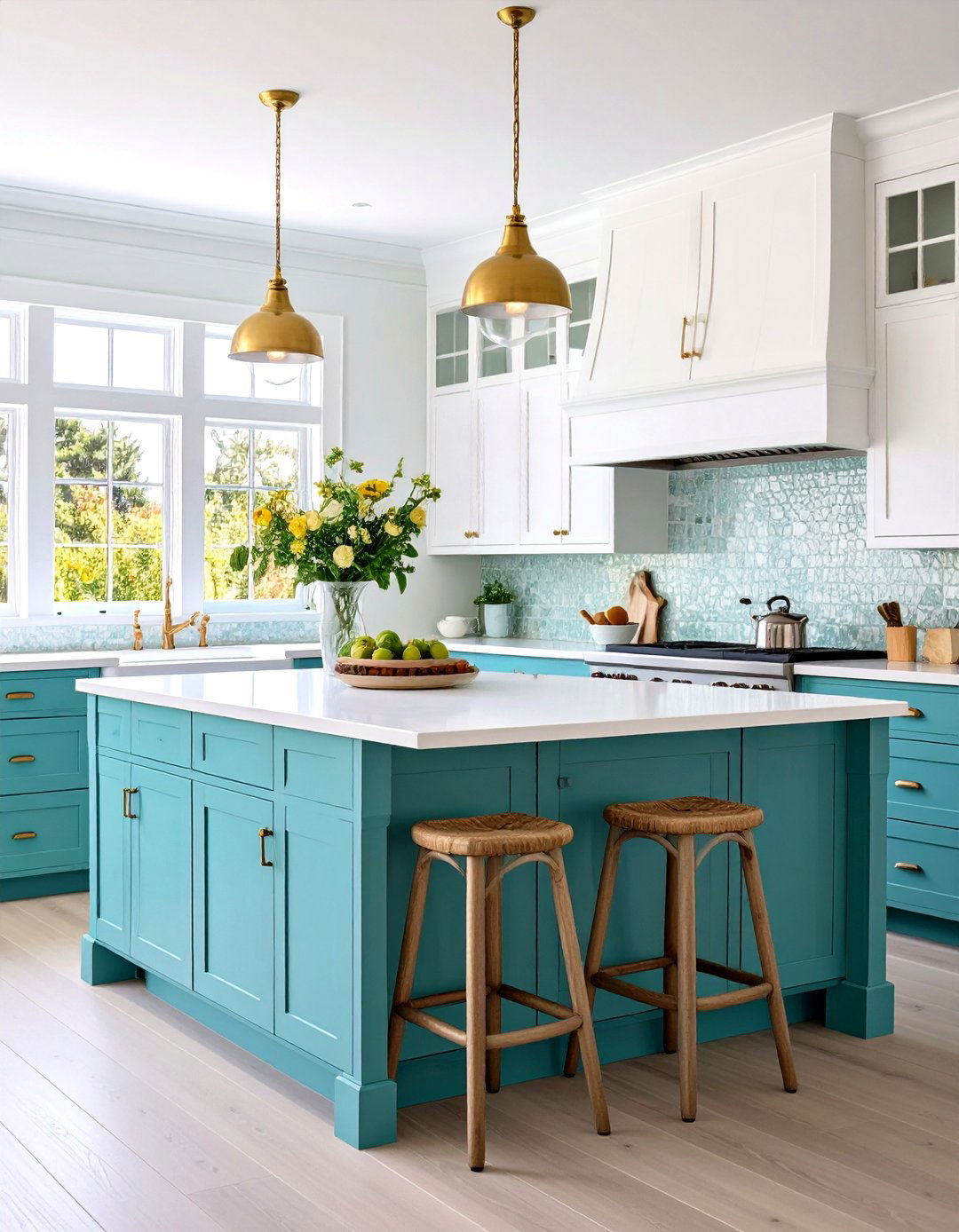 Washed Teal and Aqua Kitchen Tones - 30 kitchen color trends 2025