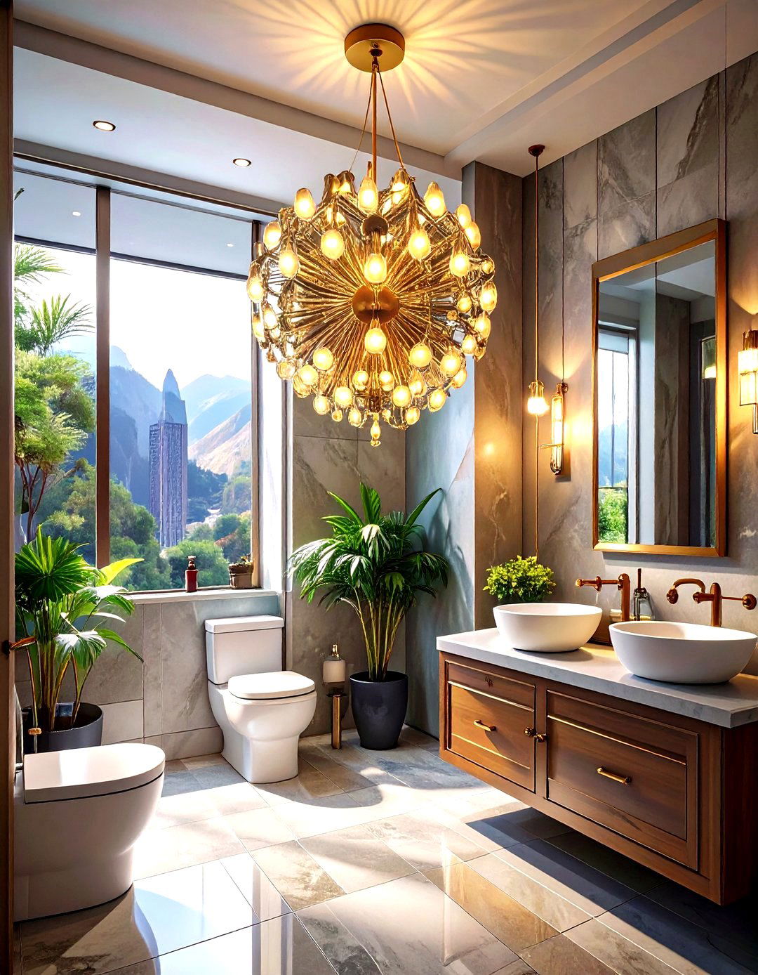 Water Closet with Statement Lighting - 30 water closet ideas