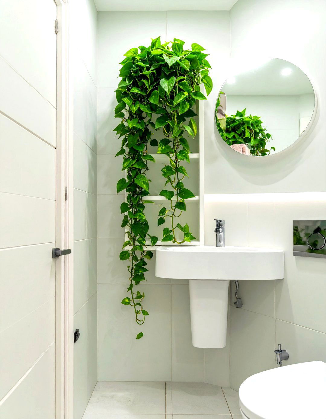 Water Closet with a Plant Shelf - 30 water closet ideas