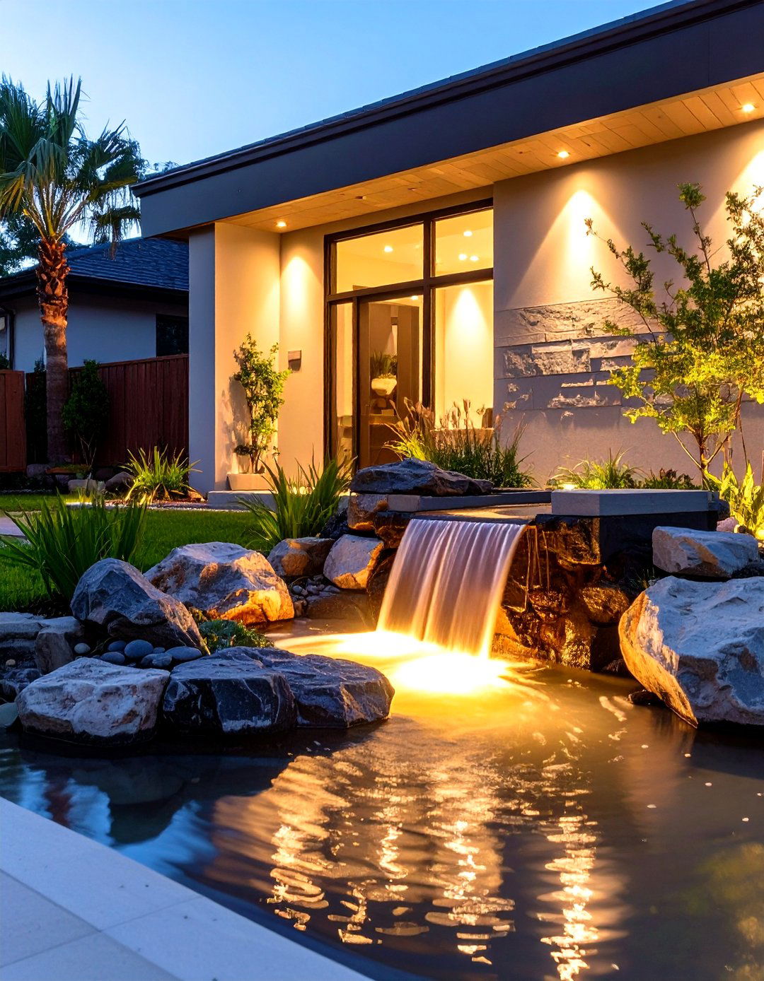 Water Feature Lighting - 30 modern outdoor lighting ideas for front of house