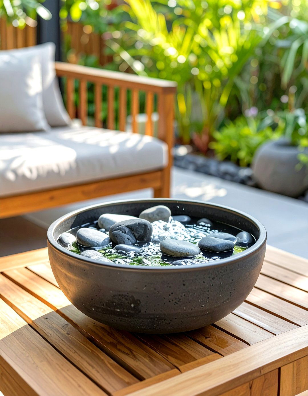 Water Feature with River Rocks - 30 outdoor decor ideas
