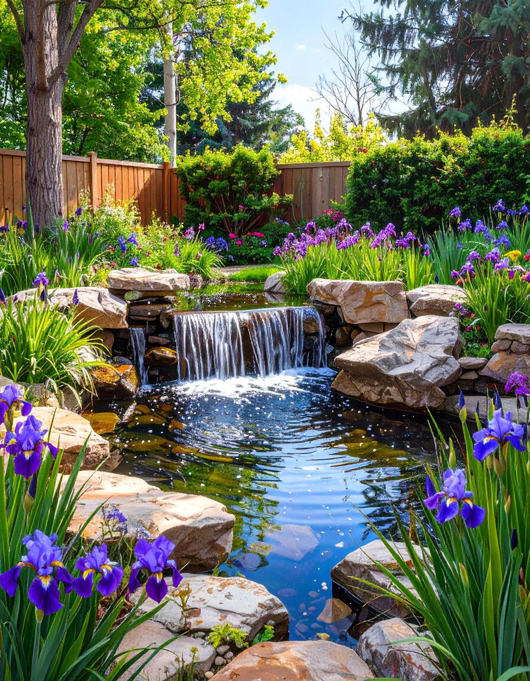 Water Feature with a Small Pond - 30 side yard landscaping ideas