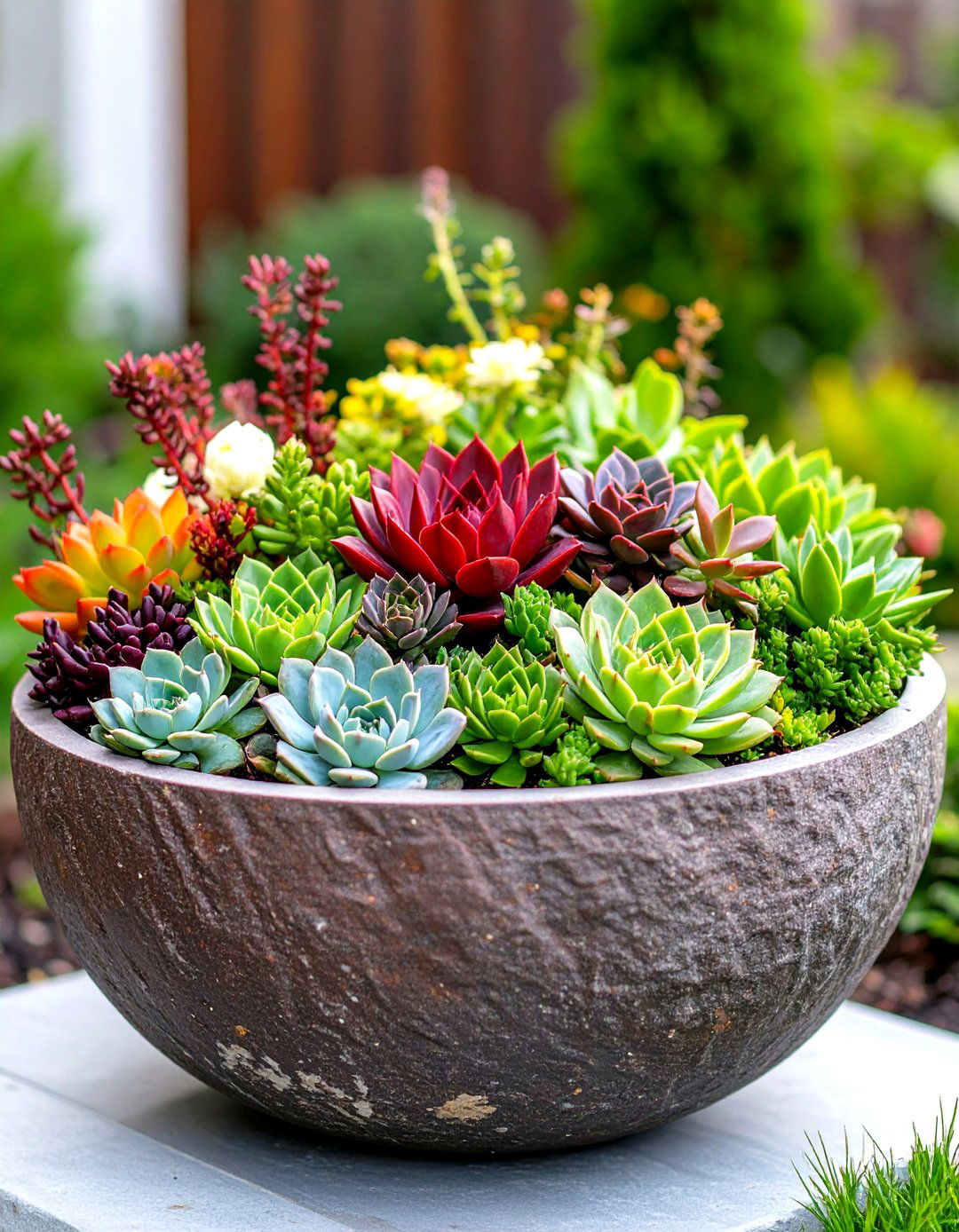 Water Wise Succulent Tapestry Garden - 30 front yard container garden ideas