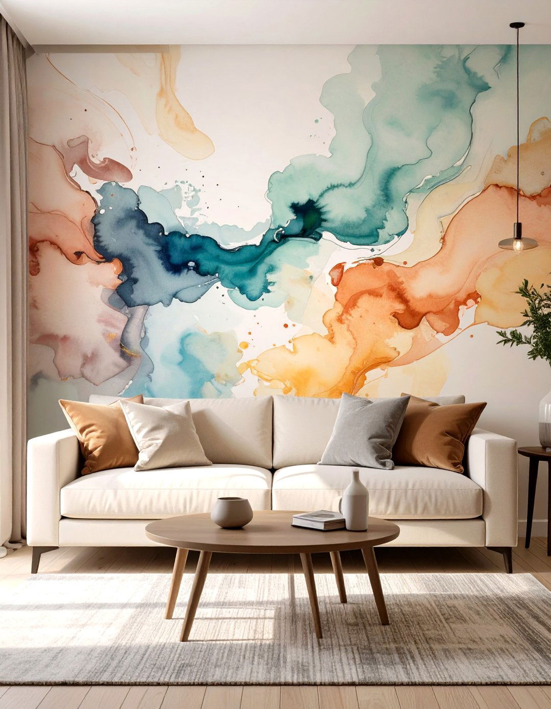 Watercolor Abstract Living Room Wallpaper - 30 classy wallpaper designs for living room