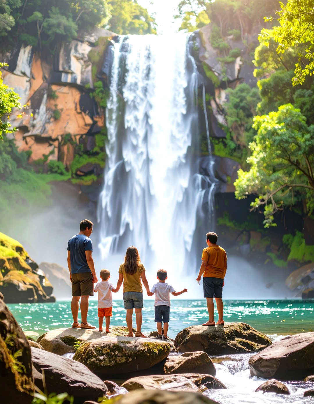 Waterfall Backdrop Family Photos - 30 outdoor family photo ideas