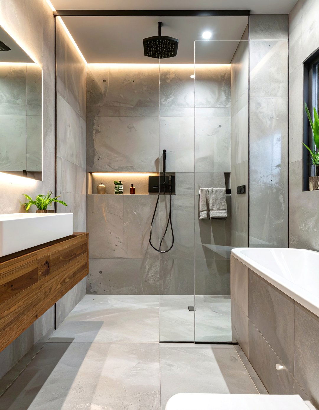 Waterproof Concrete Finish Shower Surround - 30 shower surround ideas