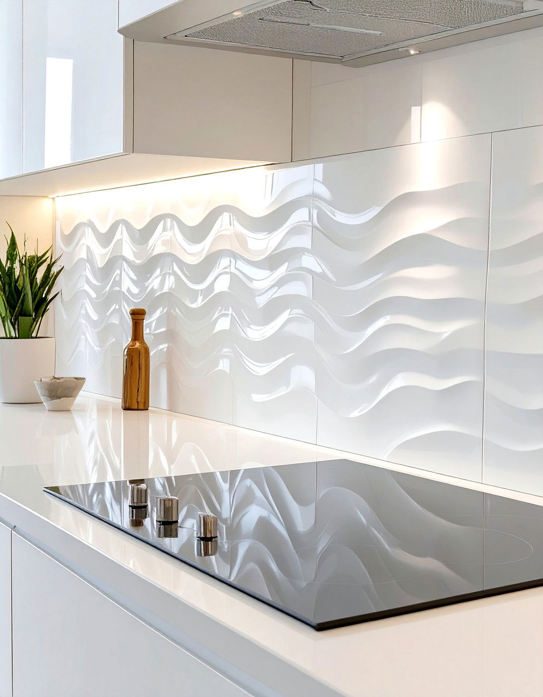 Wavy Textured Tile Stove Backsplash - 30 stove backsplash ideas