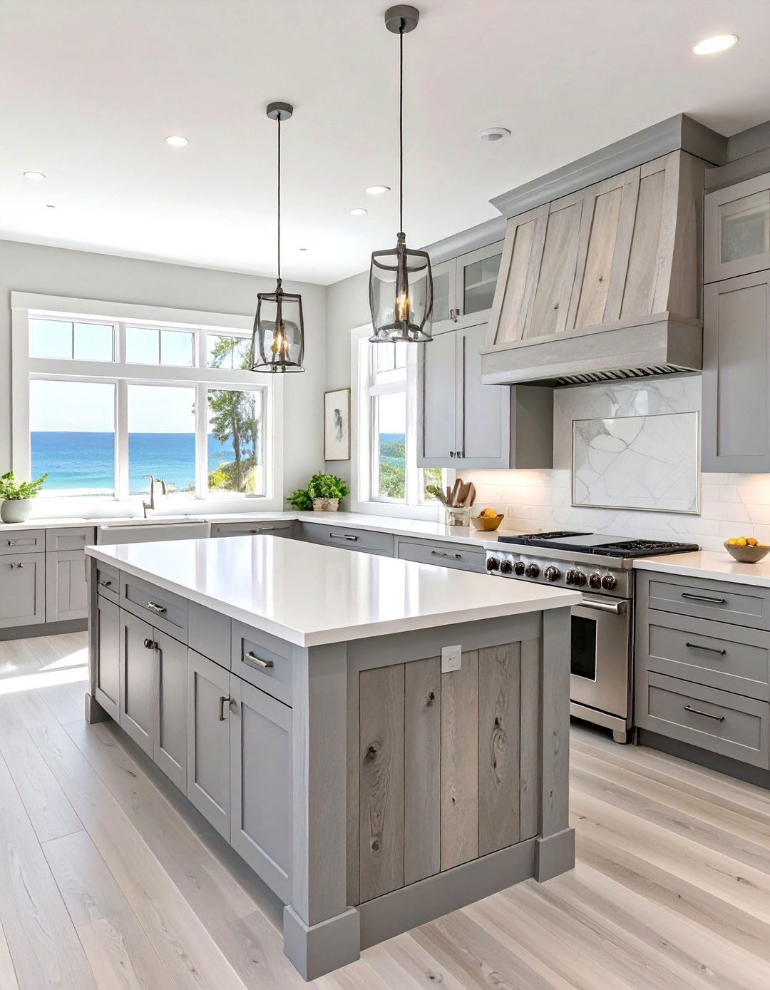 Weathered Gray Wood Kitchen - 30 coastal kitchen ideas