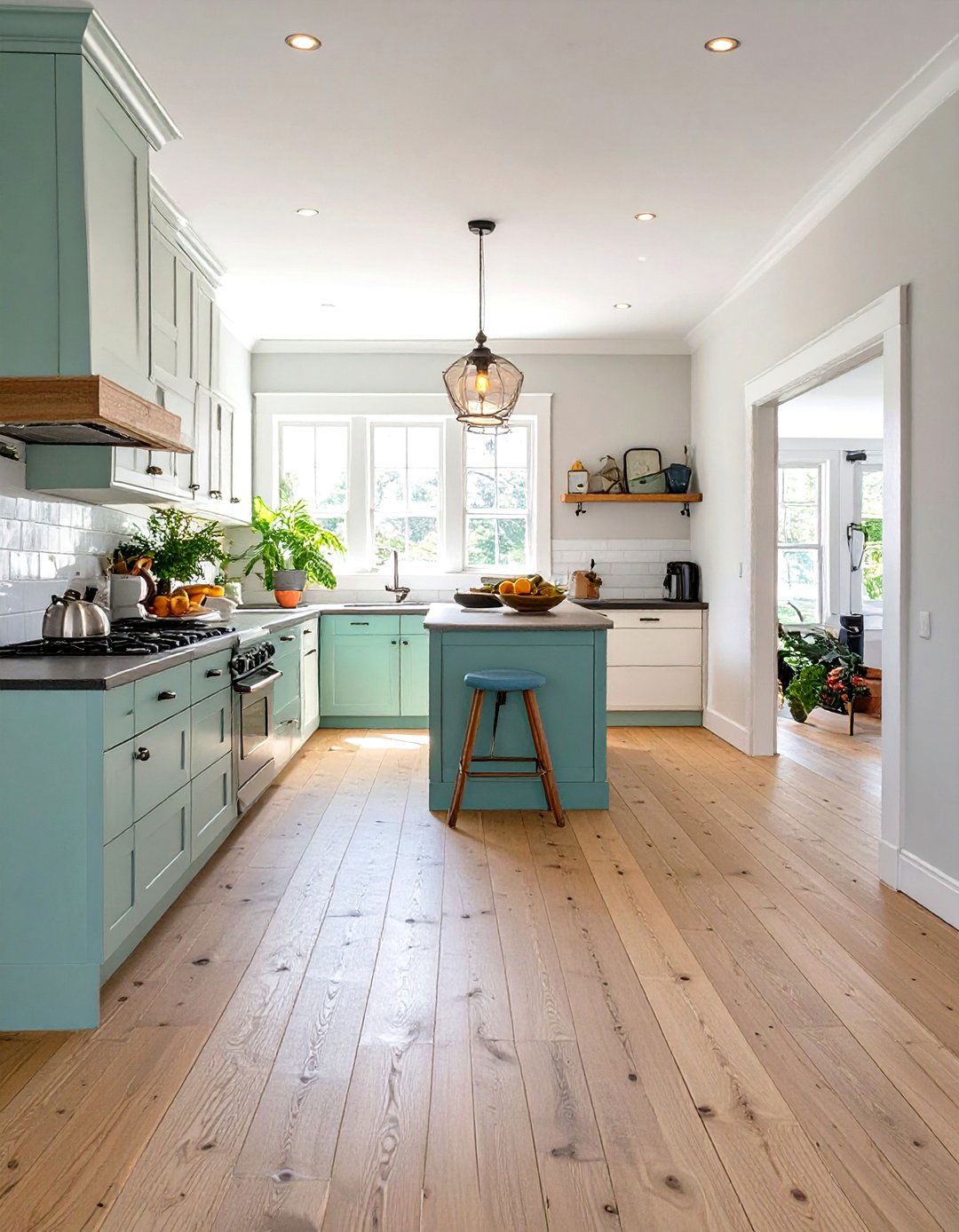 Weathered Wood Flooring - 30 small coastal kitchen ideas