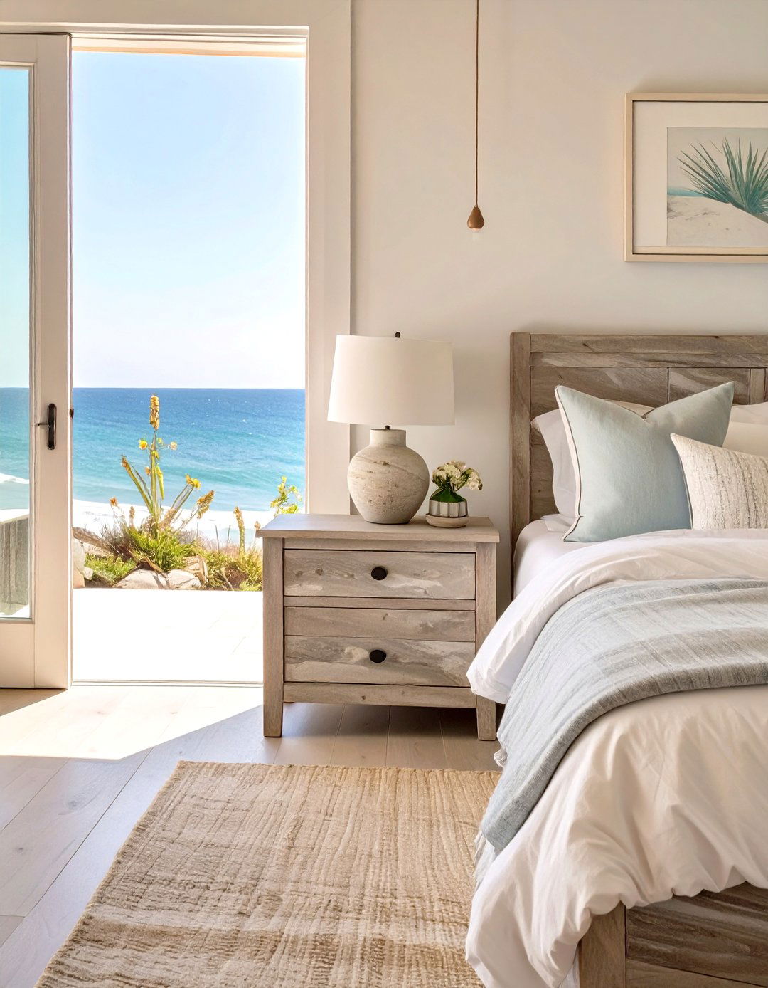 Weathered Wood Nightstands - 30 seaside modern coastal bedroom ideas