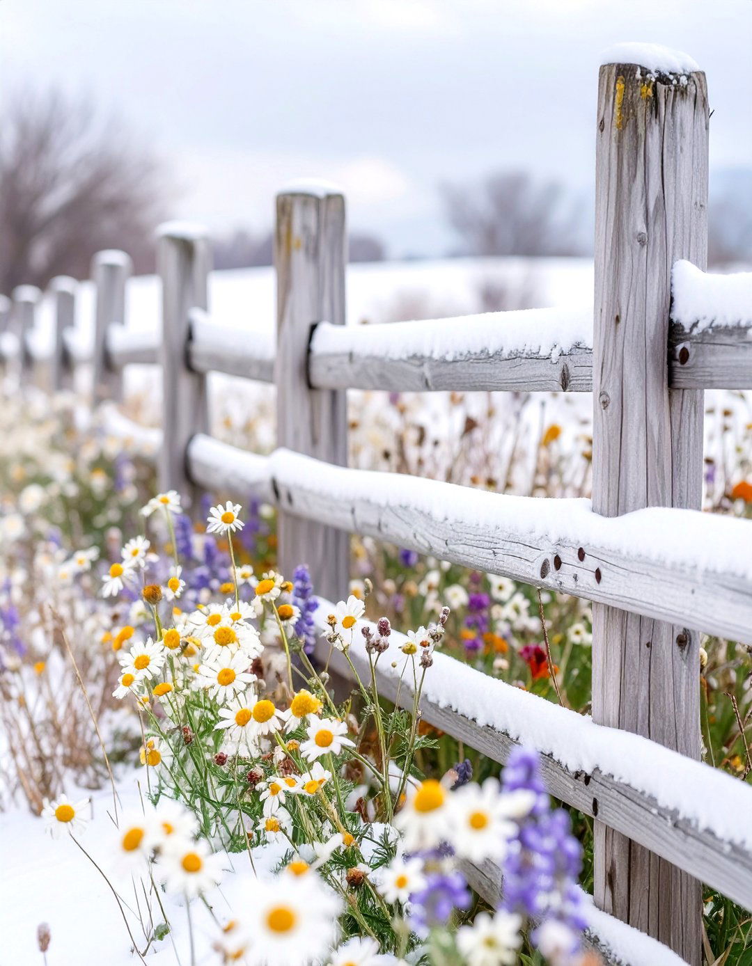Weathered Wood Snow Fence - 30 cheap front yard fence ideas