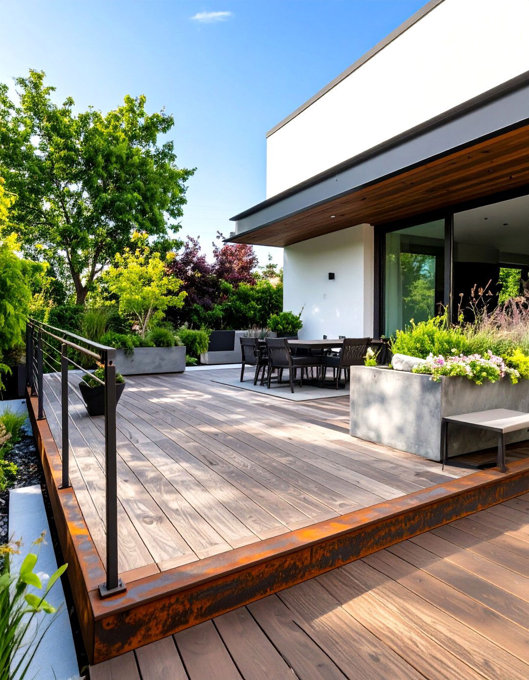 Corten Railing 30 Horizontal Deck Railing Ideas for a Modern Look - We Love Home Blog