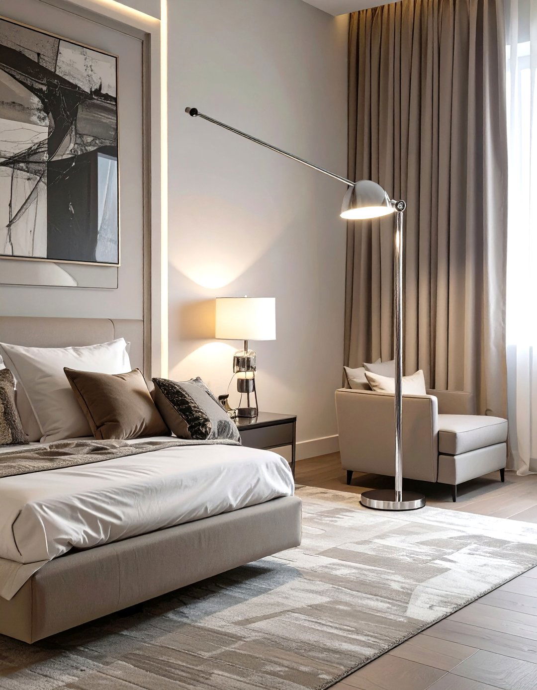 Weighted Base Cantilever Floor Lamp for a Modern Bedroom - 30 floor lamps for bedroom ideas