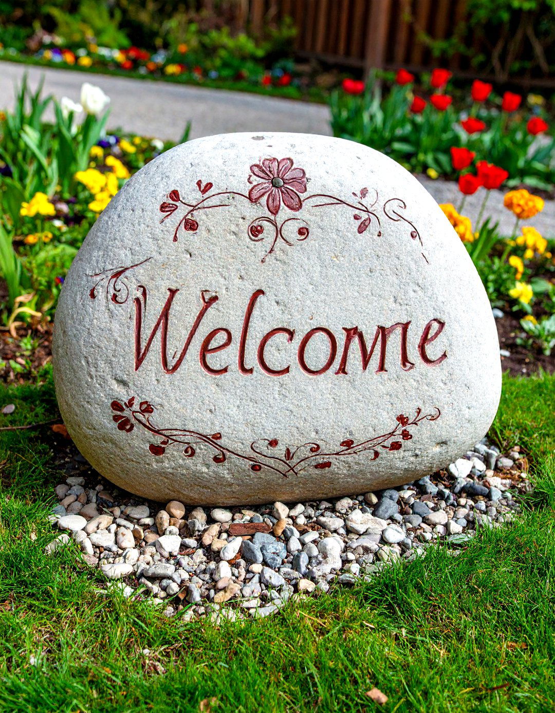 Welcome Message Painted Rocks - 30 rock painting ideas for garden