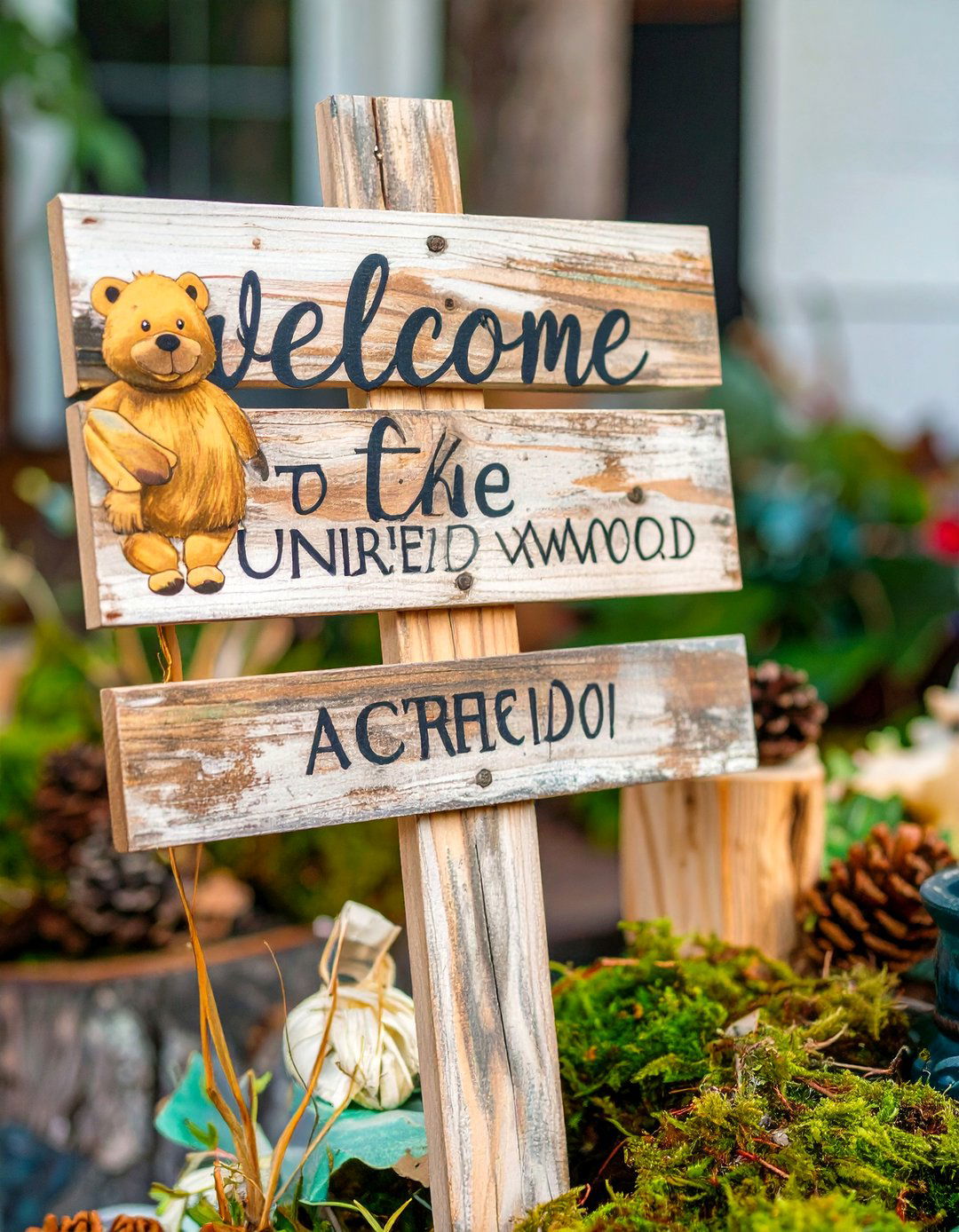 Welcome to the Hundred Acre Wood Entrance Sign - 30 winnie the pooh baby shower ideas