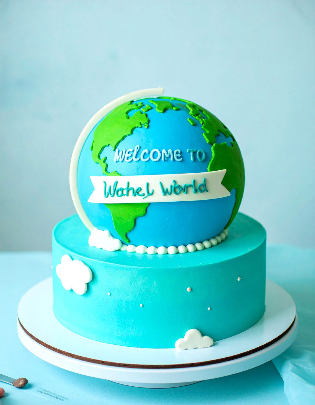 Welcome to the World Globe Cake - 30 baby shower cake ideas