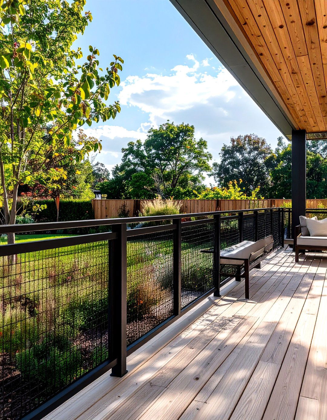 Welded Wire Mesh Railing - 30 inexpensive deck railing ideas
