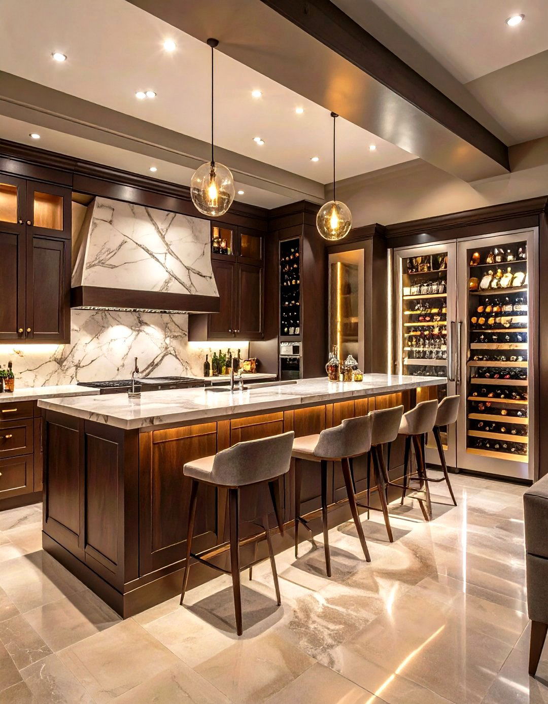 Wet Bar with Integrated Wine Fridge - 30 wet bar basement bar ideas