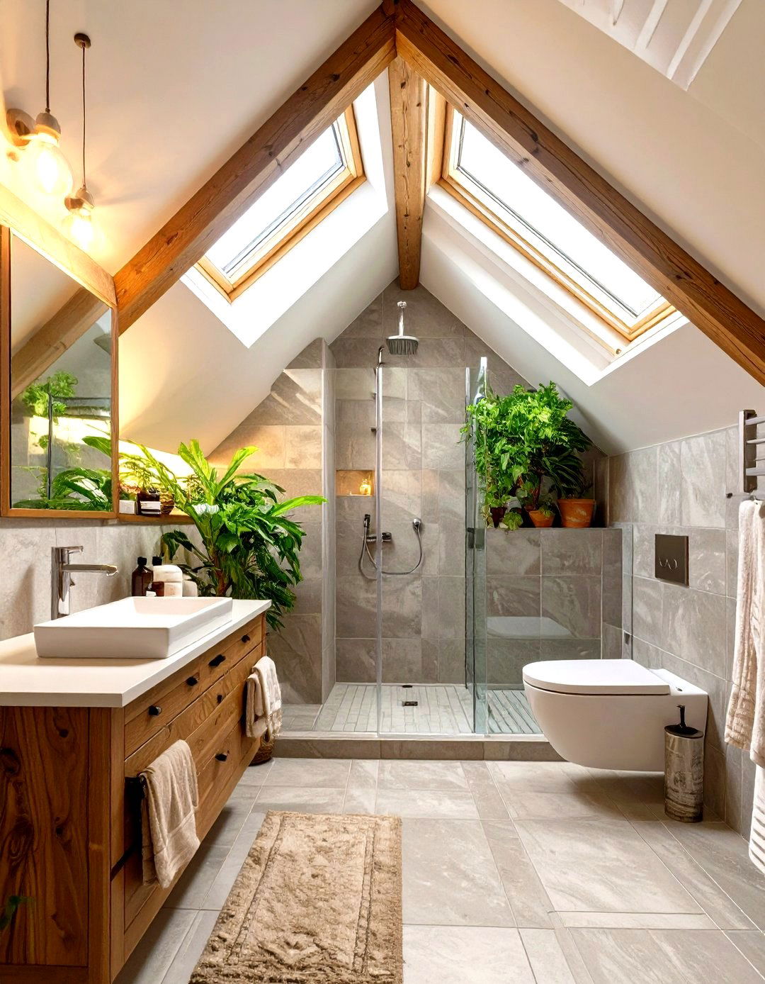 Wet Bathroom Under the Eaves - 30 wet bathroom ideas