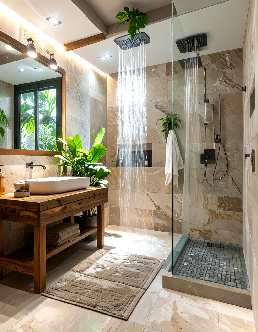 Wet Bathroom with Natural Stone - 30 wet bathroom ideas