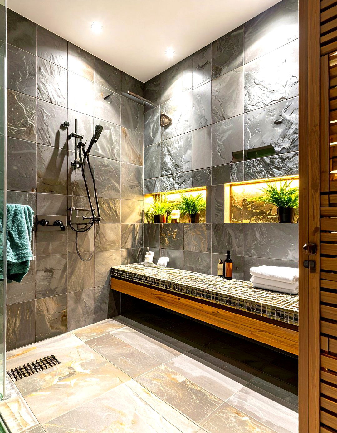 Wet Bathroom with a Built In Bench - 30 wet bathroom ideas