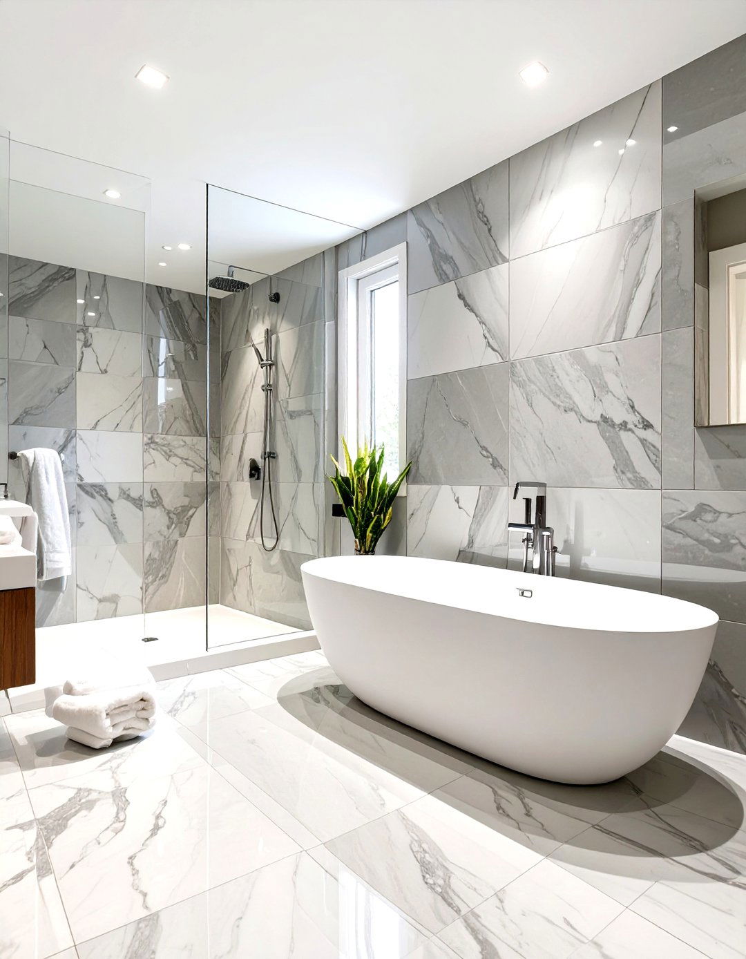 Wet Bathroom with a Freestanding Tub - 30 wet bathroom ideas