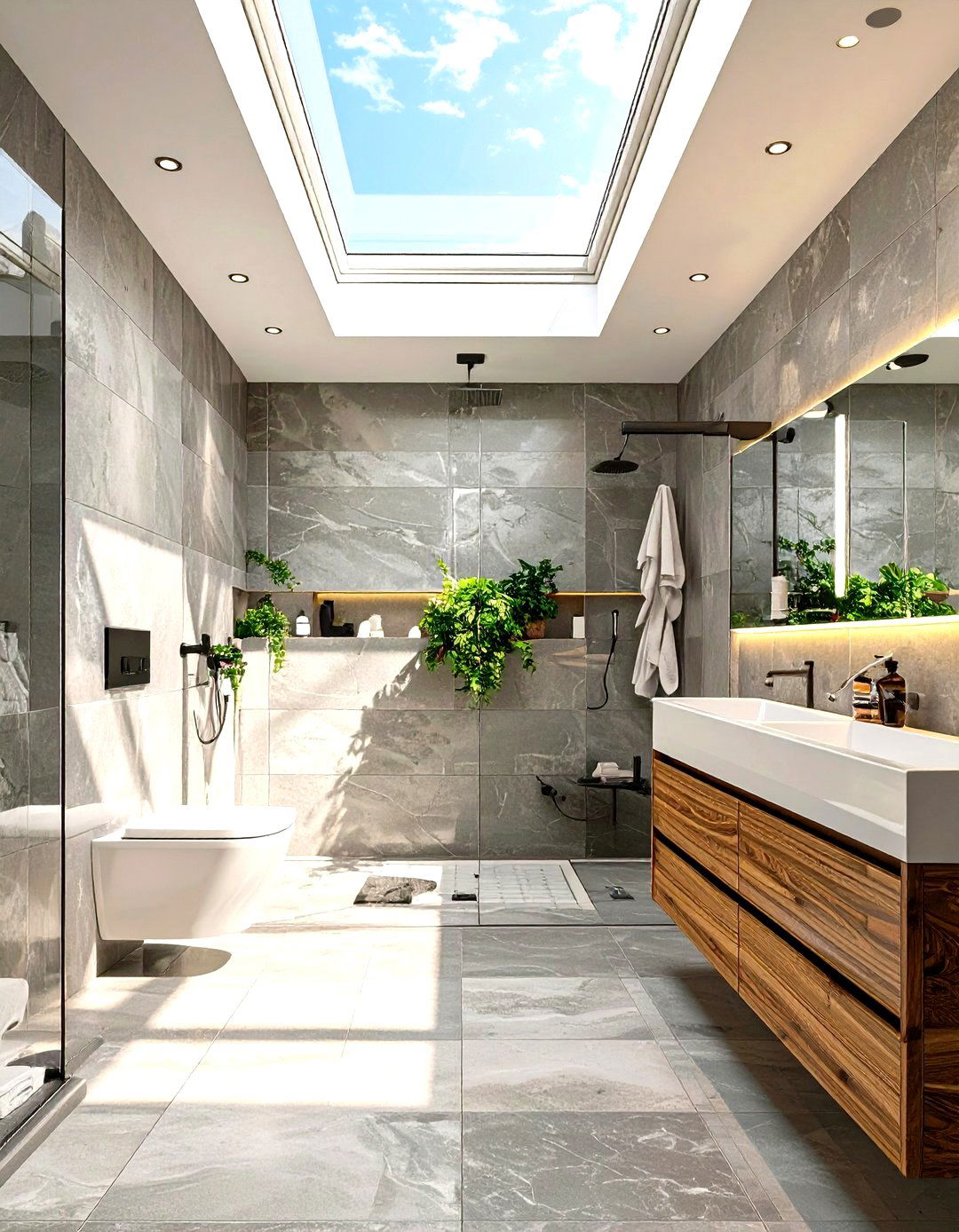 Wet Bathroom with a Skylight - 30 wet bathroom ideas