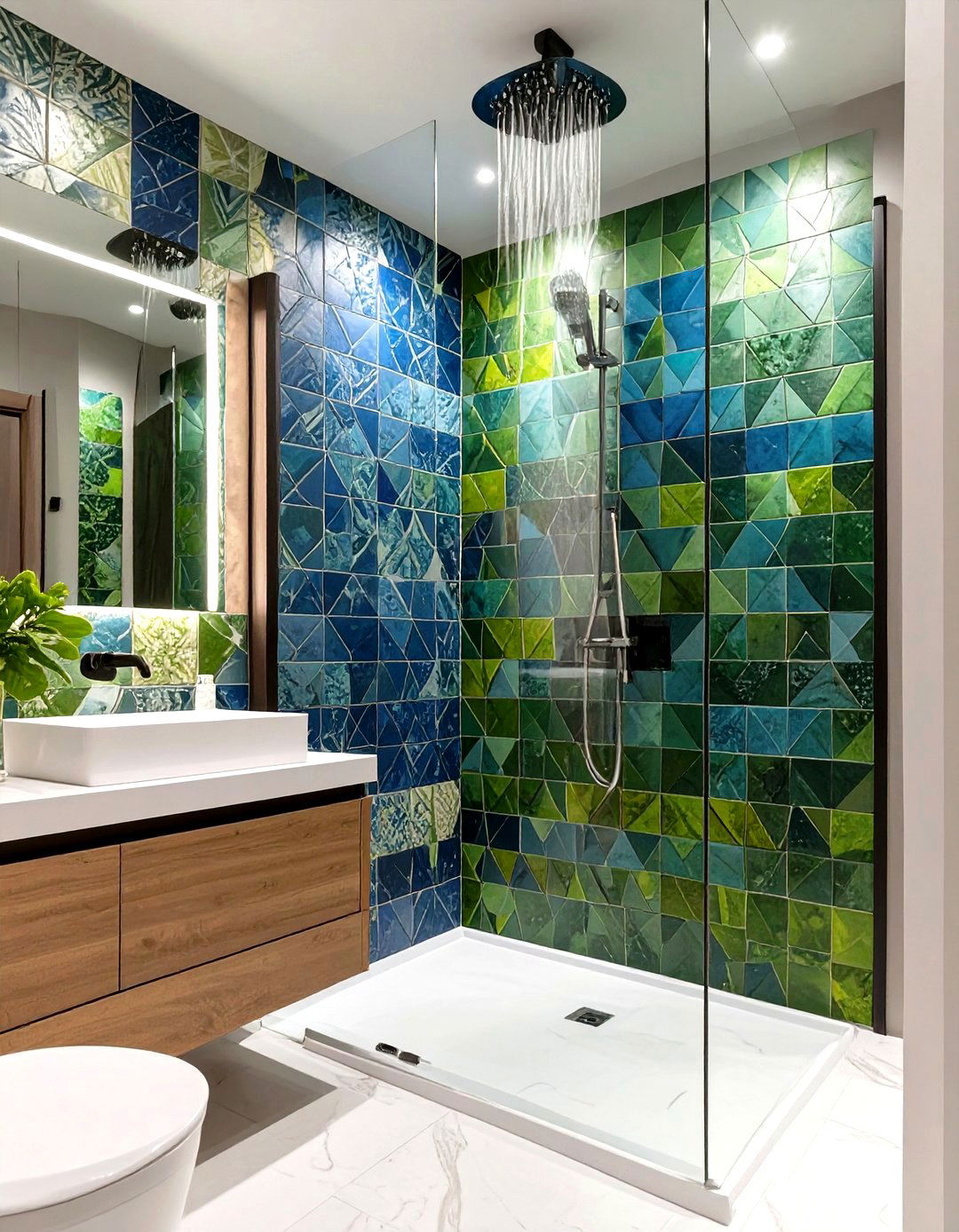 Wet Bathroom with a Statement Wall - 30 wet bathroom ideas