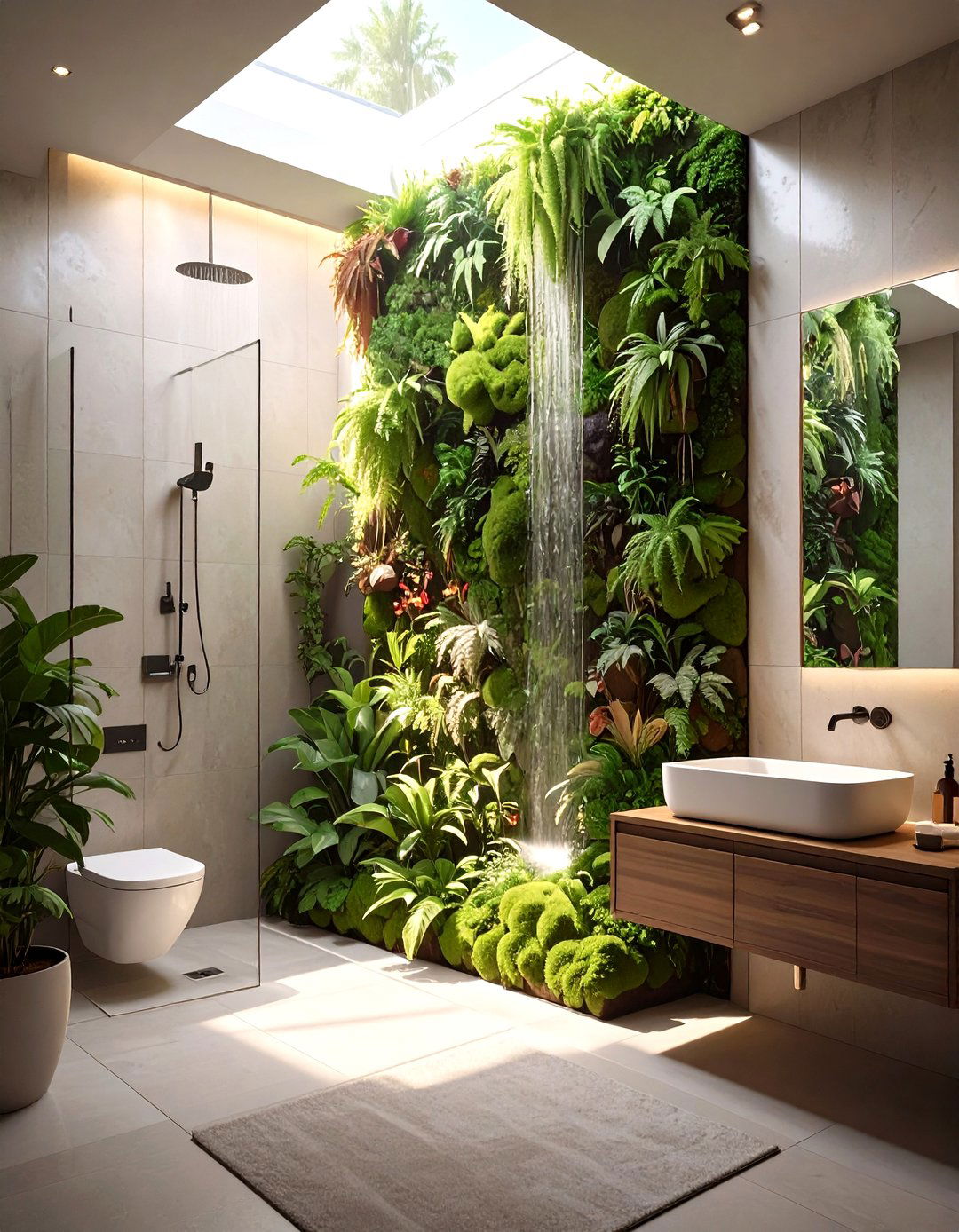 Wet Room Featuring a Living Wall - 30 wet room bathroom ideas