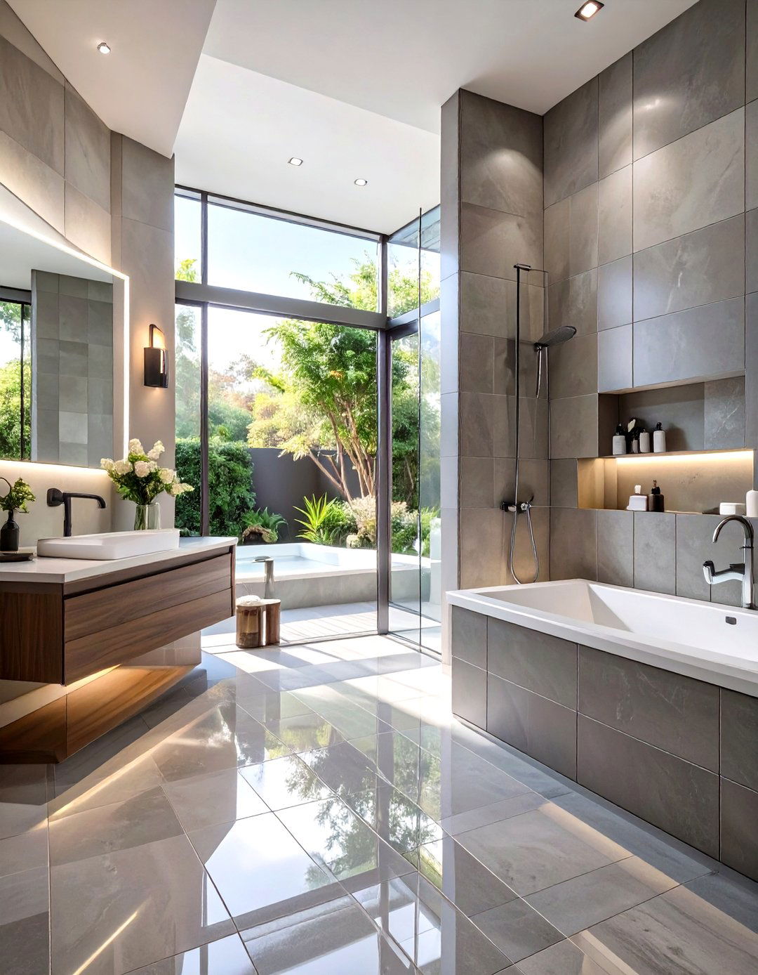 Wet Room with Integrated Linear Drain - 30 wet room bathroom ideas