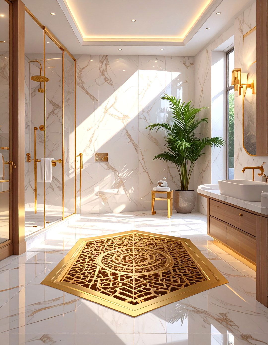 Wet Room with a Central Statement Drain - 30 wet room bathroom ideas