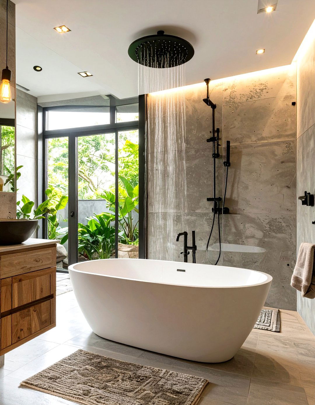 Wet Room with a Freestanding Tub - 30 shower tub designs