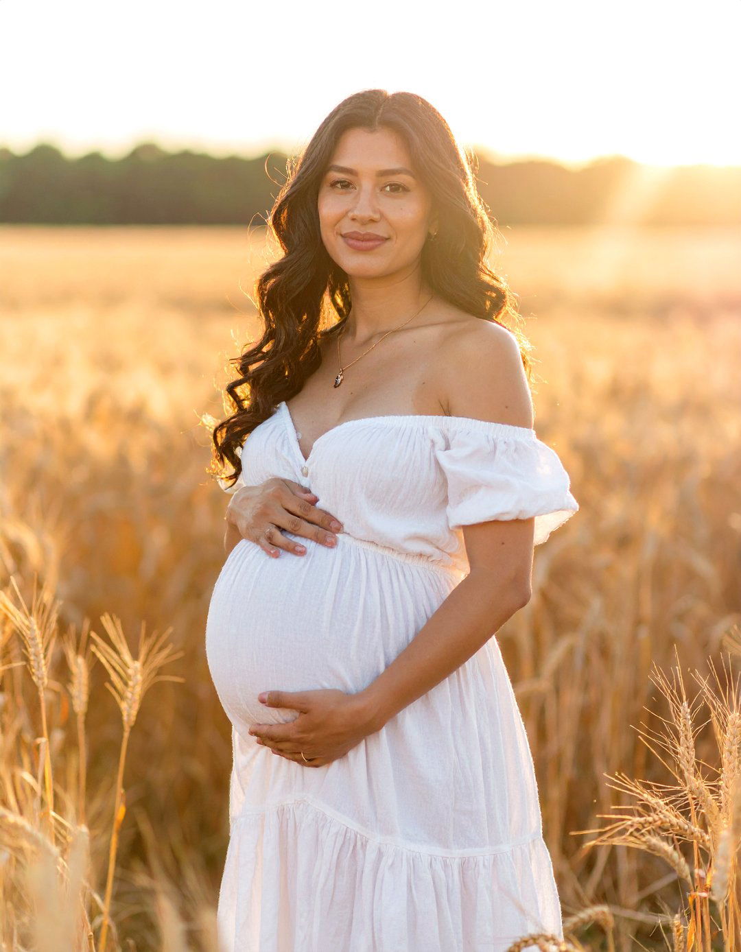 Wheat Field at Golden Hour Maternity Photoshoot - 30 outdoor maternity photoshoot ideas