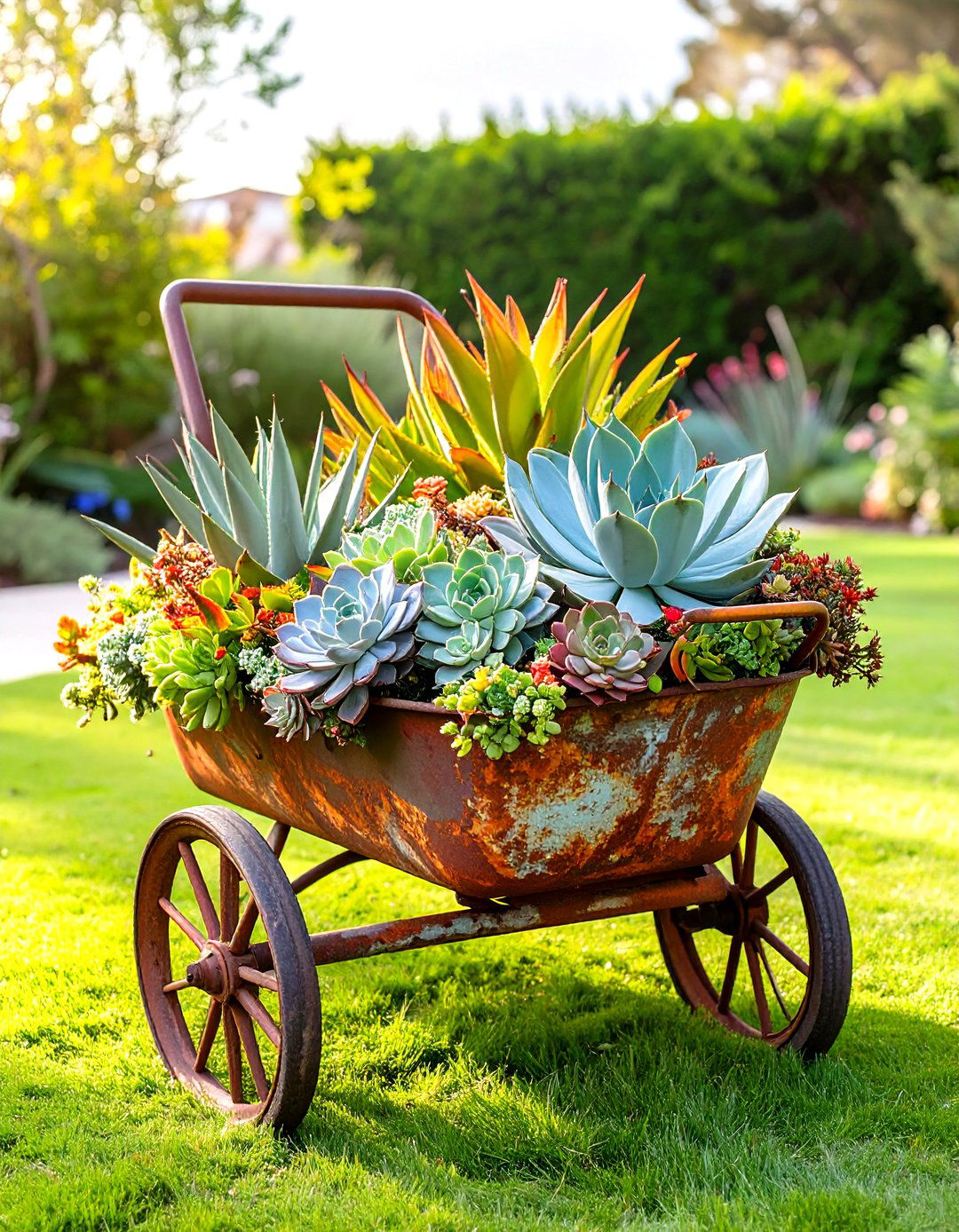 Wheelbarrow Succulent Garden - 30 succulent garden ideas