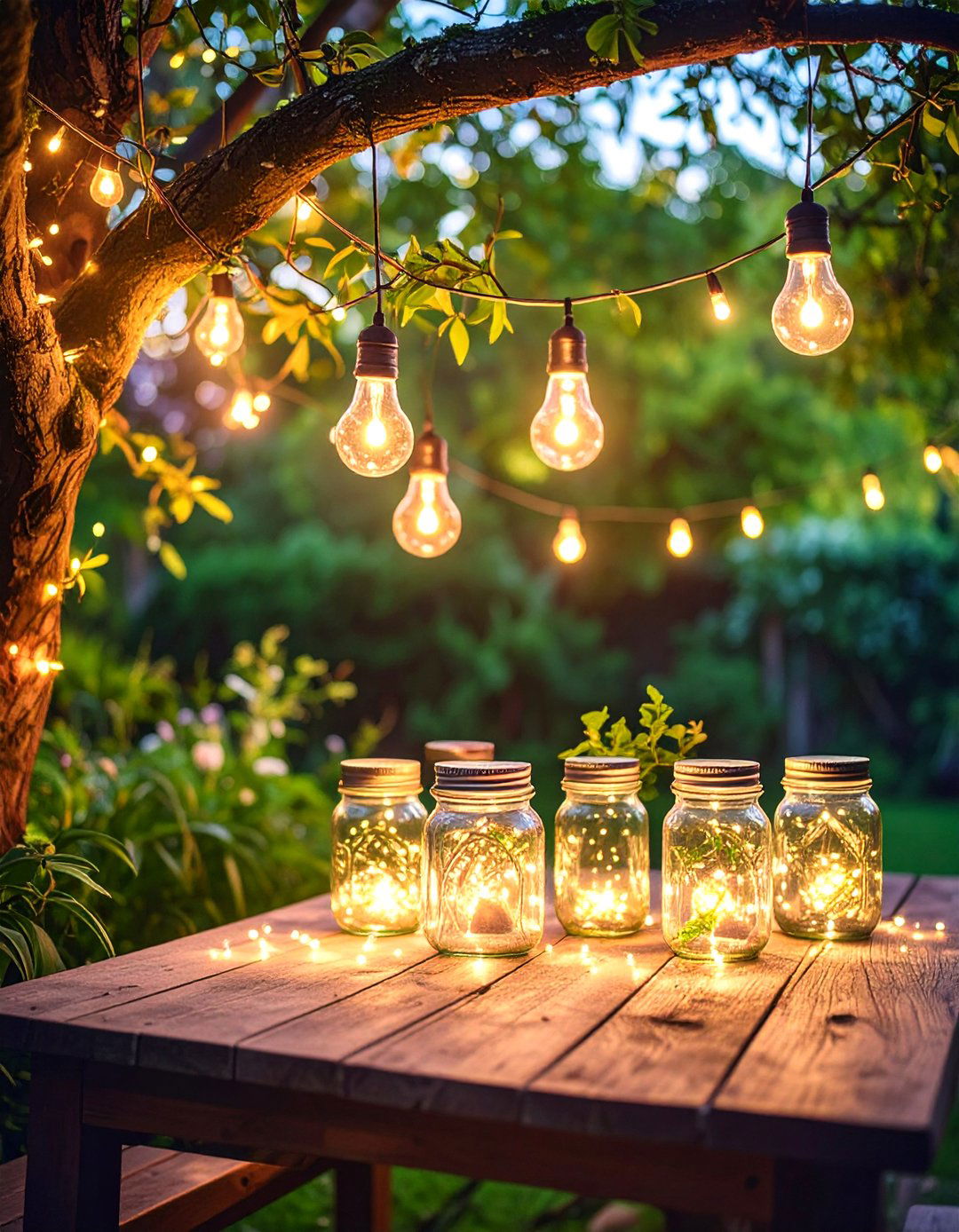 Whimsical Fairy Light Jars - 30 backyard lighting ideas