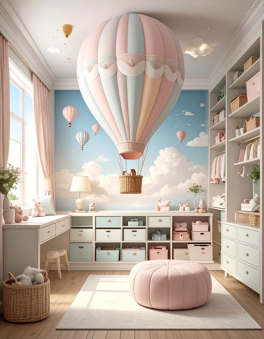 Whimsical Hot Air Balloon Closet - 30 nursery closet ideas