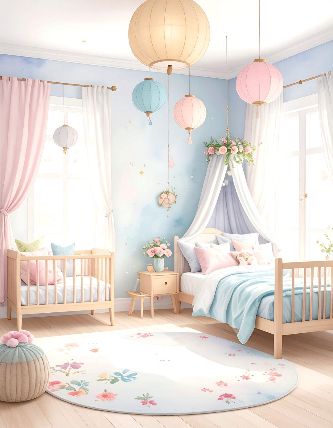 Whimsical Watercolor World Room - 30 little girls room ideas
