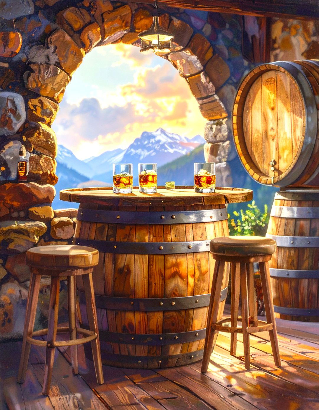 Whiskey Barrel Man Cave Bar - 30 small man cave bar ideas