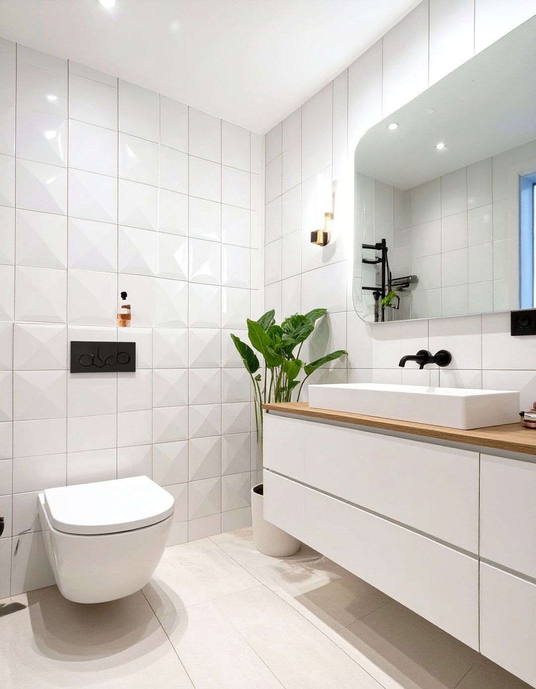 White Basketweave Tile Mosaics - 30 white bathroom tile ideas