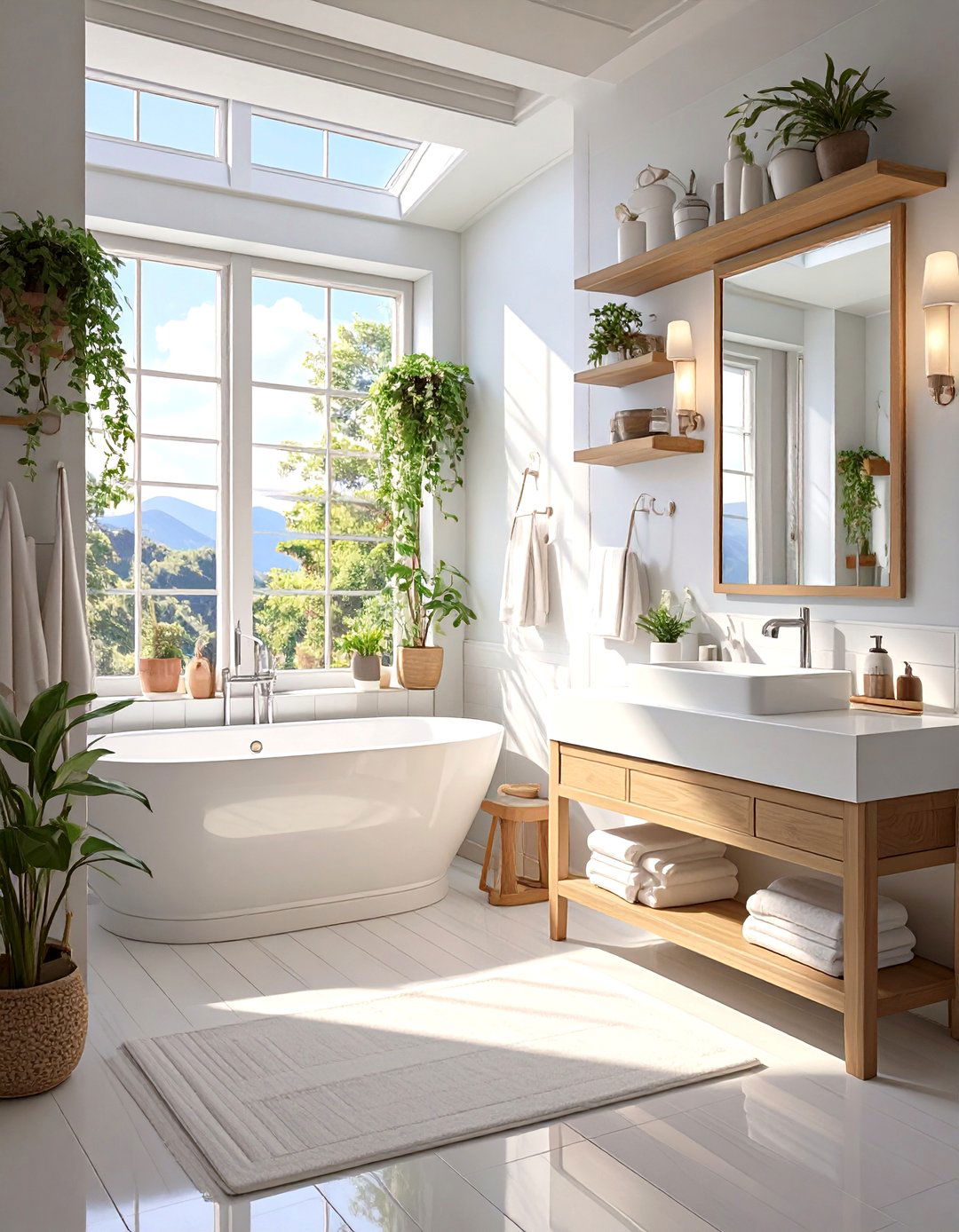 White Bathroom with Floating Elements - 30 modern white bathroom ideas