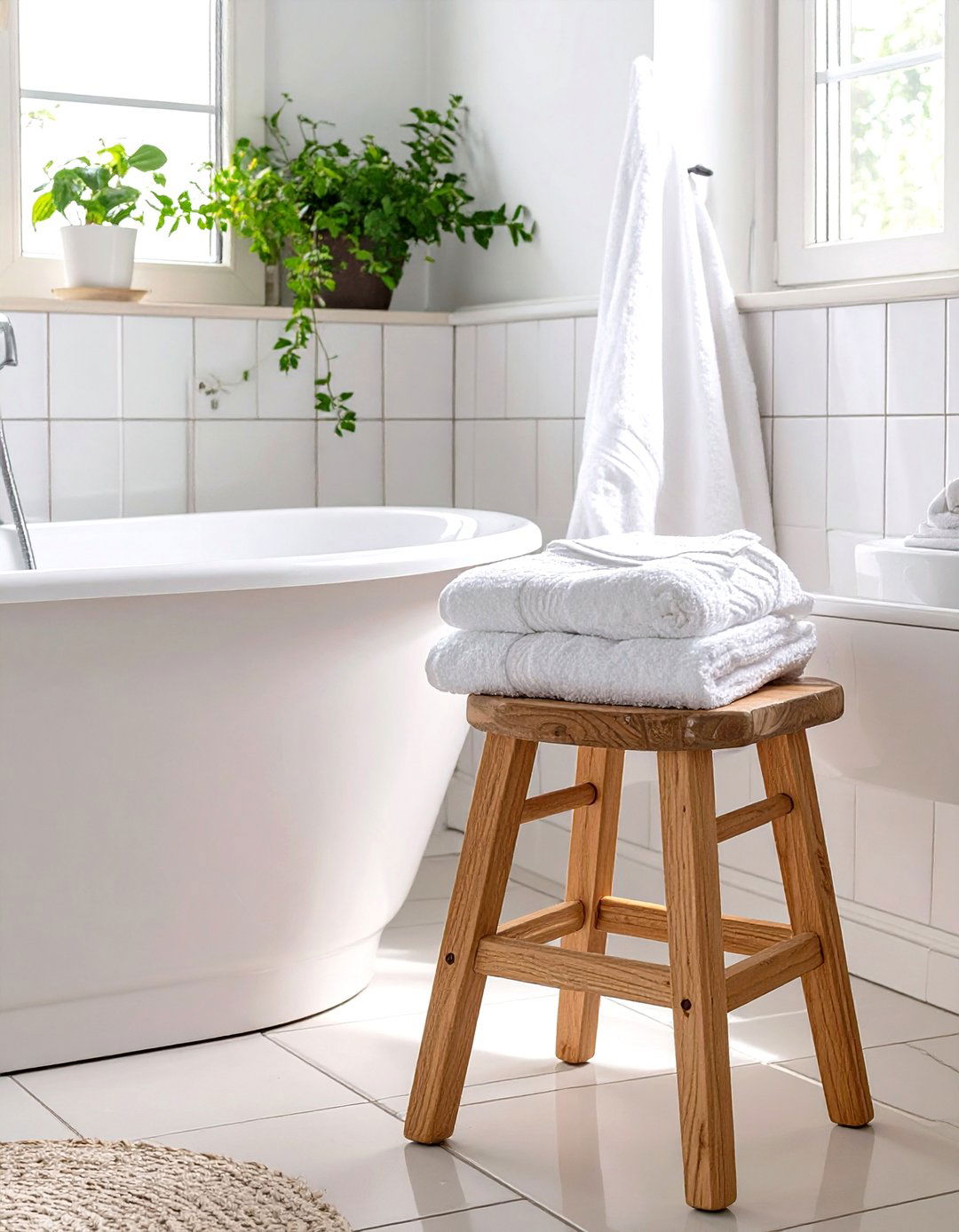 White Bathroom with Glass Shelving - 30 small white bathroom ideas