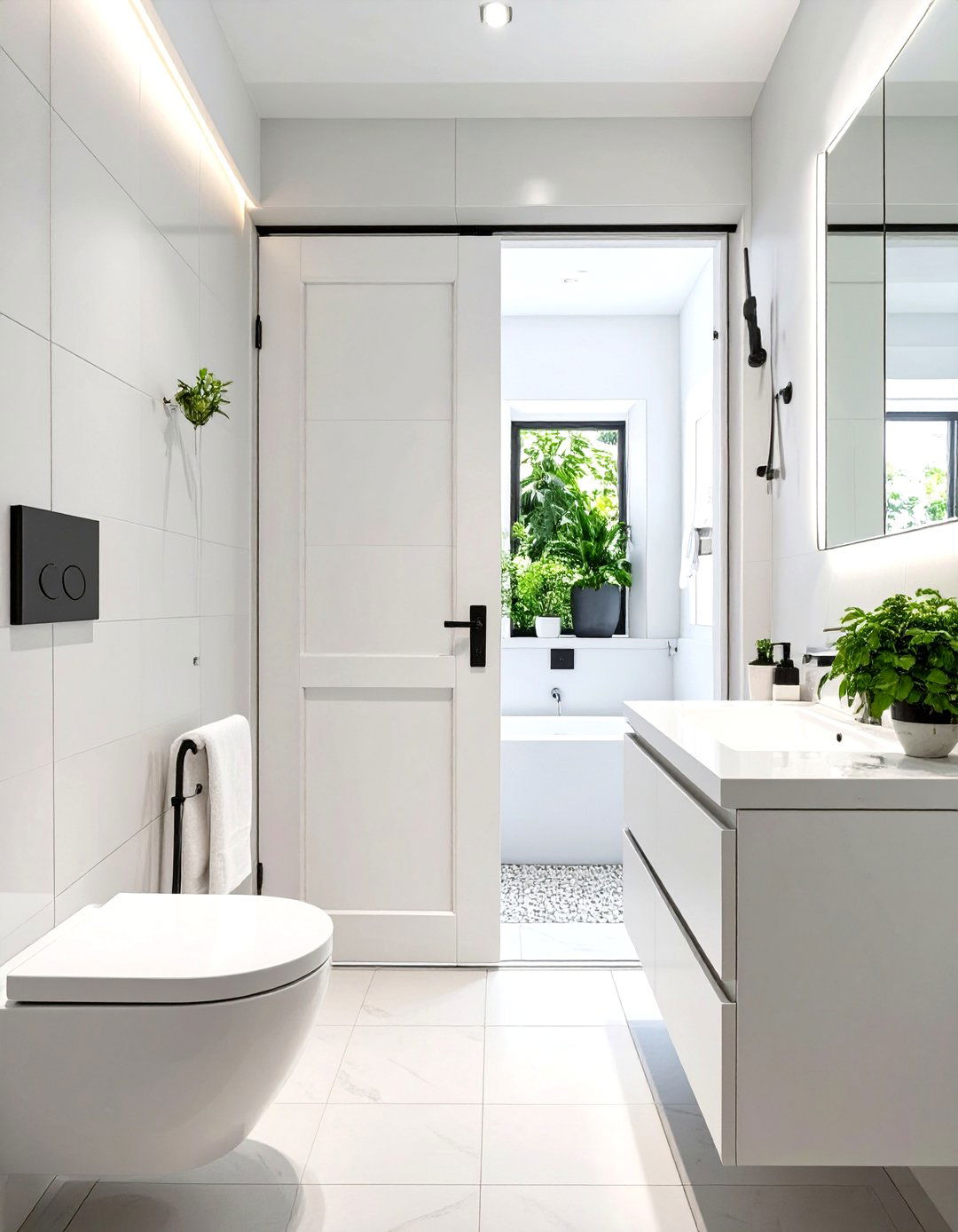 White Bathroom with a Corner Sink - 30 small white bathroom ideas