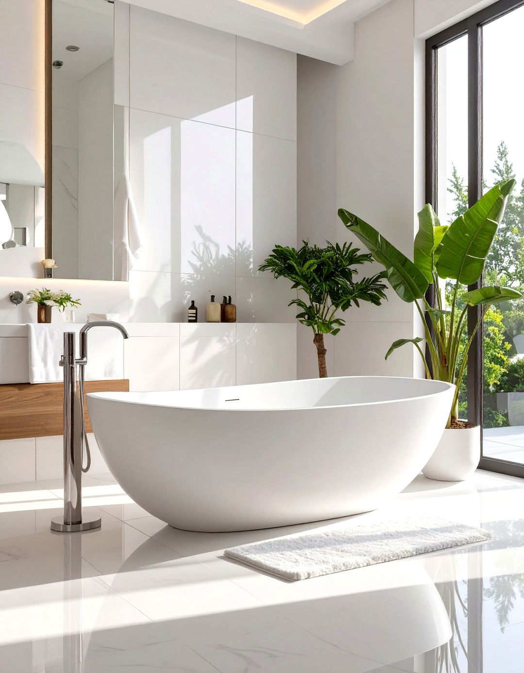White Bathroom with a Freestanding Tub - 30 white bathroom ideas