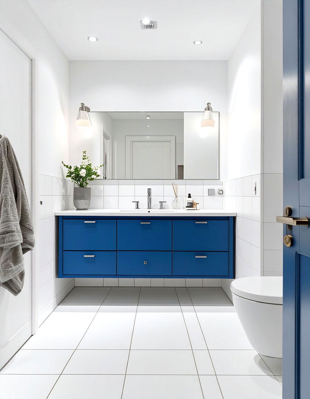 White Bathroom with a Pop of Color - 30 white bathroom ideas