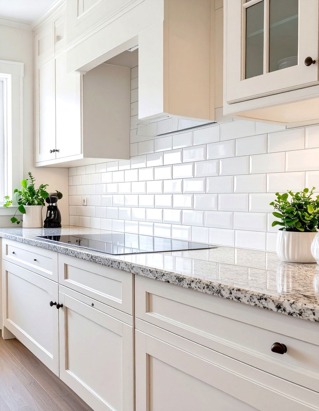 White Beveled Subway Tile Backsplash - 30 white kitchen backsplash ideas