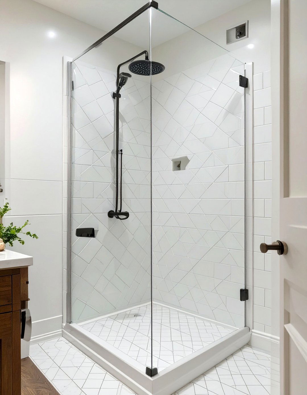 White Diamond Pattern Shower Tile - 30 white shower tile ideas